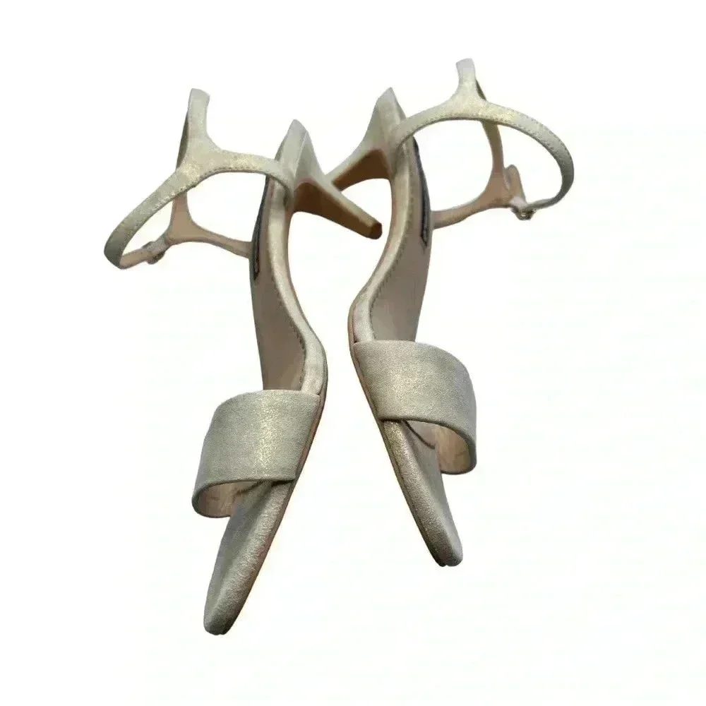 Lagerfeld Paris Women's Ankle Strap Heeled Sandal •Sparkly Gold•Size 8.5•